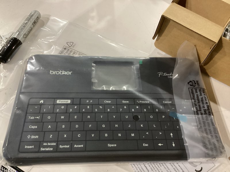 Condition photo showing Good Condition for brother p-touch label maker, pc-connectable labeler, ptd600, color display, high-resolution pc printing, black, black/gray