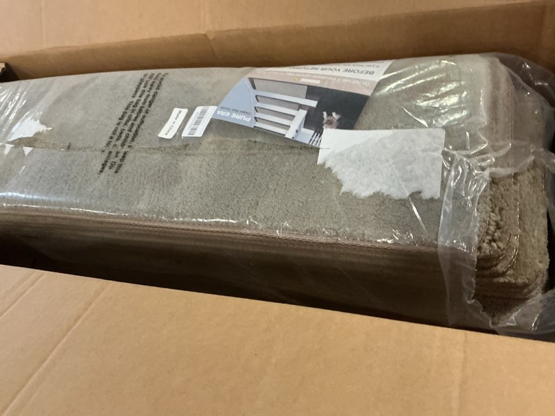 Condition photo showing Good Condition for PURE ERA Carpet Stair Treads Ultra Plush 8" X 30" Soft Indoor Stair Protectors Pet-Friendly Non-Slip Skid Resistant Tape Free Washable Reusable(14 Pieces, Cream Gray) Cream Gray 14 Pieces NO Bullnose