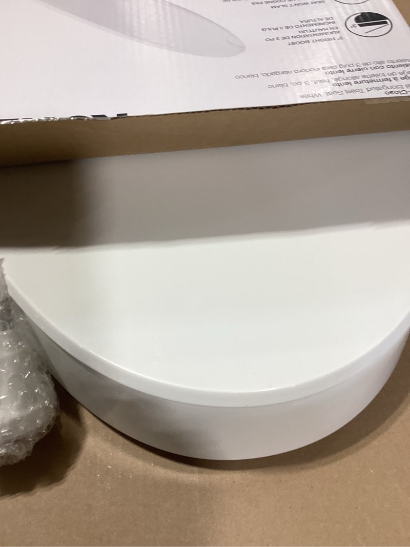 Condition photo showing New/Like New for KOHLER 25875-0 Hyten 3" Height, Elevated Soft Close Elongated Toilet Seat, Contoured Seat with Grip-Tight Bumpers, Quick-Attach Hardware, No Slam Toilet Seat, White White Elongated