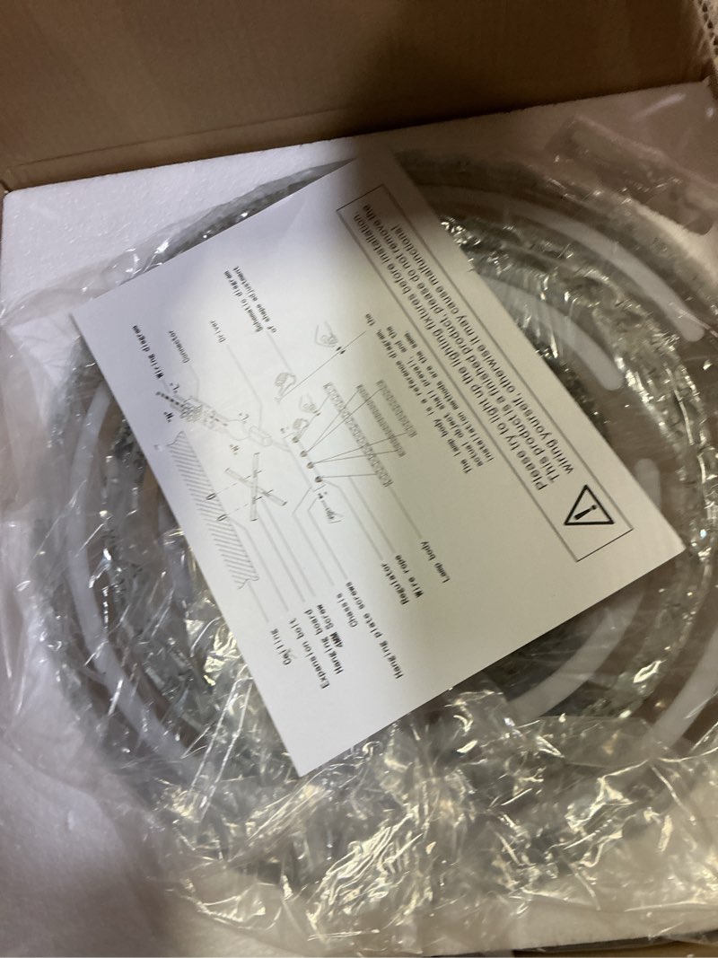 Condition photo showing New/Like New for FRIXCHUR LED Chandeliers Crystal Chandelier Modern Ceiling Light Fixture 3 Ring Adjustable Pendant Light Chandelier for Bedrooms Living Room Dinning Room (Cool White) Acrylic-White