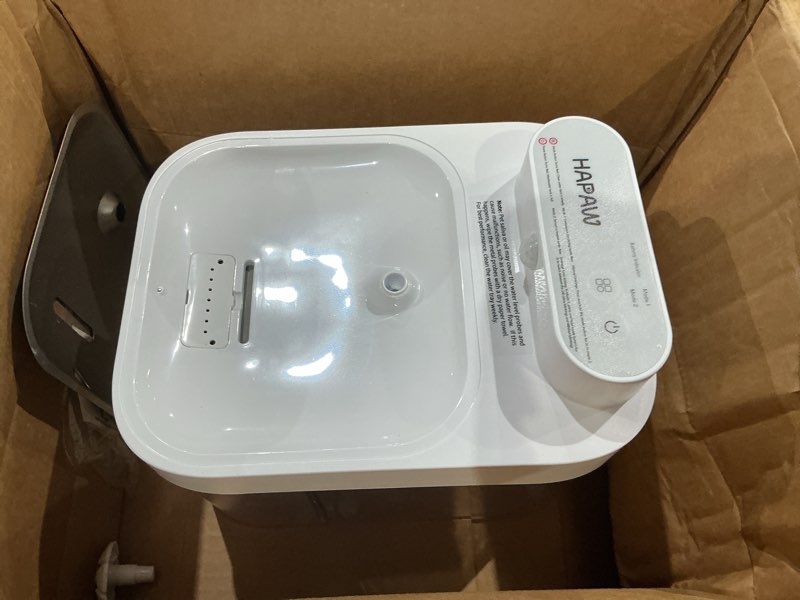 Condition photo showing As Is for cat water fountain, wastewater separation & no filter cotton, pet water dispenser with 101oz/3l large capacity tank, wireless automatic water fountains for cats indoor cat watering supplies white