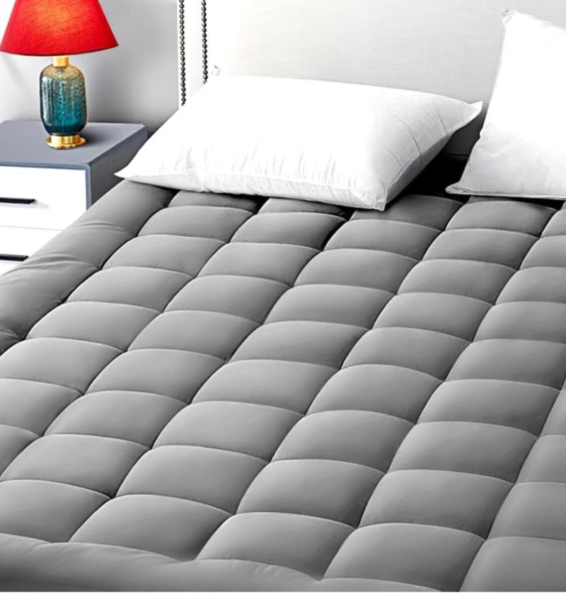 Queen Size Mattress Pad Pillow Top Mattress Cover Quilted Fitted Mattress Protector 8-21\" Deep Pocket Cooling Mattress Topper (60x80 Inches, Light Grey) ( similar stock photo)