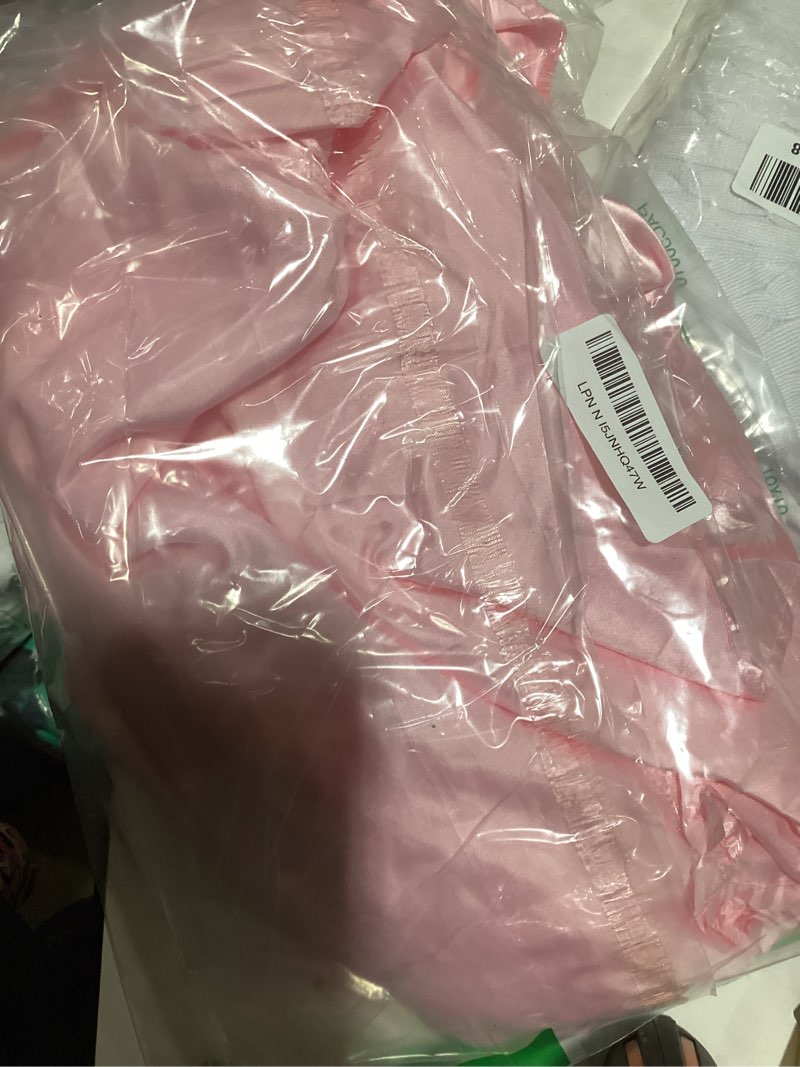 Vonty Ruffle Tablecloth Pink Satin Tablecloth - 60" x 120", Silky Table Cloth Rectangle Scalloped Ta