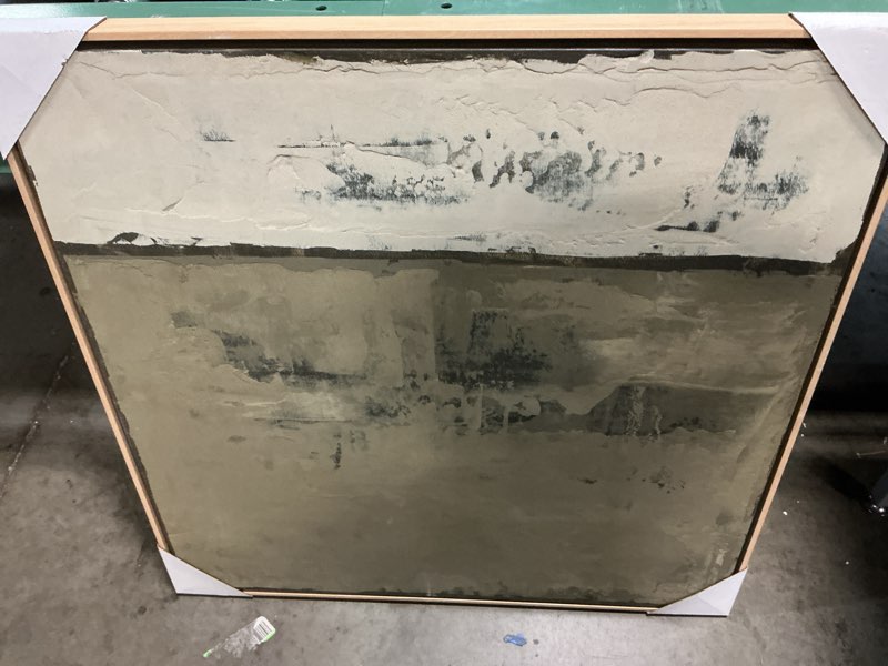 Condition photo showing Good Condition for 33"x33" color block abstract canvas framed art neutrals - threshold