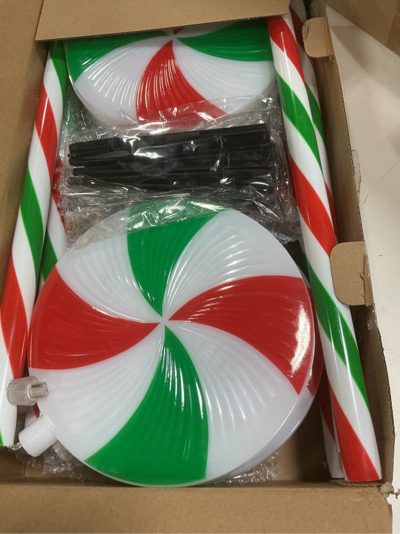 Condition photo showing New/Like New for Lollipop Christmas Pathway Lights Outdoor, 6 Pack 29 Inch 160 LED Pathway Markers Lights with Stakes, Lighted Candy Cane with 8 Light Modes for Xmas Walkway Decor(Red Green and White)