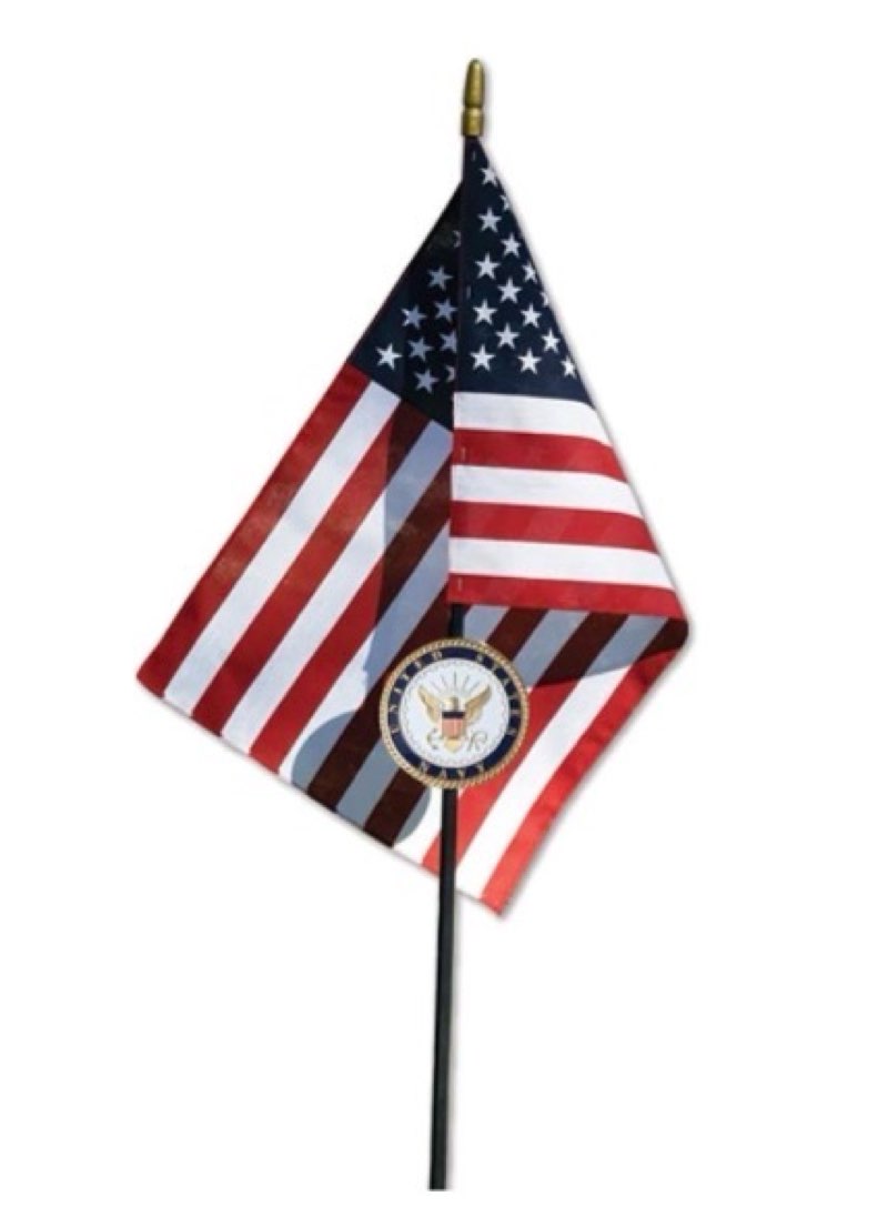 US Navy Veteran Grave Marker with American Flag - 30" Tall Cemetery Graveside Memorial with Officially Licensed Military Seal - by Allied Flag