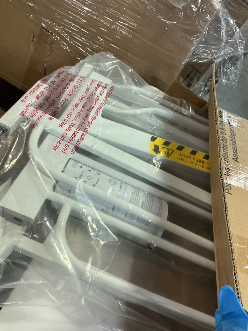 Condition photo showing Good Condition for regalo easy step 49-inch extra wide baby gate, includes 4-inch and 12-inch extension kit, 4 pack of pressure mount kit and 4 pack of wall mount kit white 29-49"w x 30"h