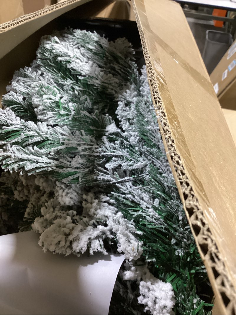 Set of 2 Christmas Trees with Lights 4-FT Artificial Potted Porch Snow Flocked Christmas Tree Batter