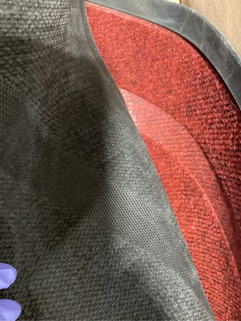 Condition photo showing New/Like New for OLANLY Half Circle Door Mat Indoor Outdoor Entrance Welcome, Waterproof All-Season, All-Weather Doormat, Sturdy Natural Rubber, Low Profile, Easy Clean Patio Porch Entryway Mat, 36x24, Wine Red Wine Red Classic Border Semicircular 36" x 24"