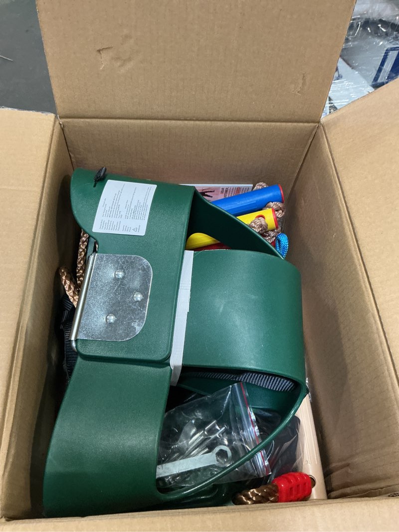 Condition photo showing Good Condition for Doorway Swing for Kids & Door Pull Up Bar for Adults - Indoor Kid Swing with 4pcs Accessories - Multi-Function Doorway Gym for Family Fitness & Play (Dark green)