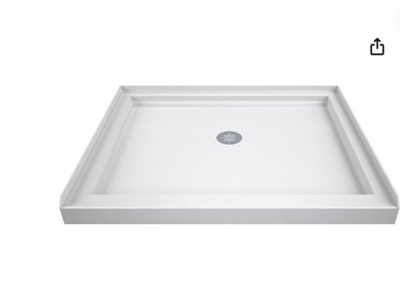 dreamline slimline 32 in. d x 32 in. w x 2 3/4 in. h center drain single threshold shower base in white, dlt-1132320
