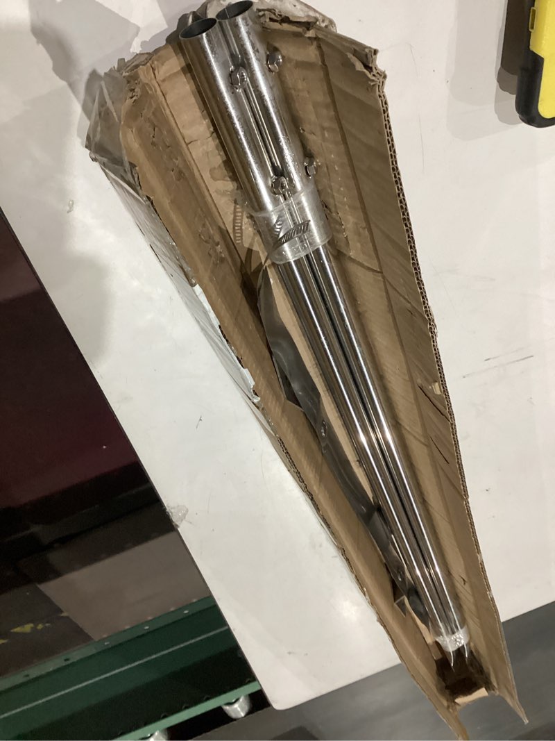 Condition photo showing As Is for stainless steel extended roof chimney support kit, 6-14" adjustable extended roof brace, chimney stove pipe support provide stability