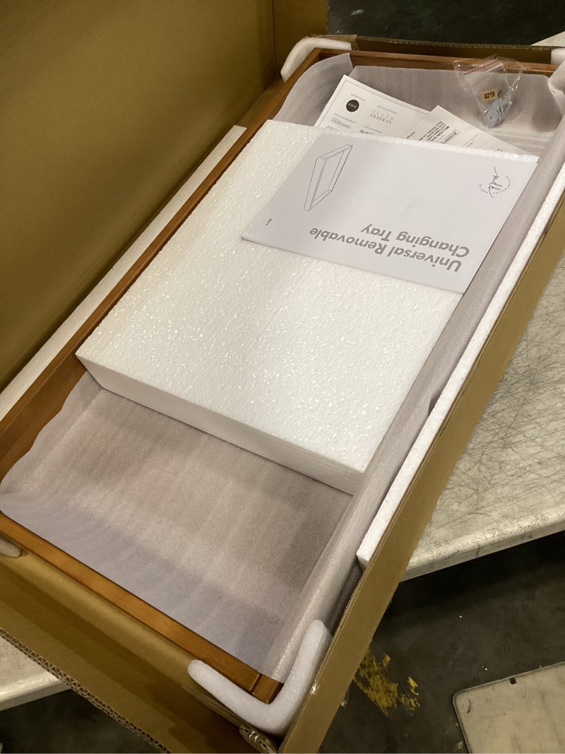 Condition photo showing As Is for davinci universal removable changing-tray (m0219) in chestnut