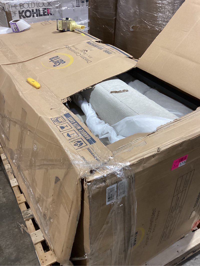 Condition photo showing As Is for Serta Gabi 90.2" Upholstered Queen Size Convertible Sleeper Sofa Upholstery Color: Glenmont Cream Performance