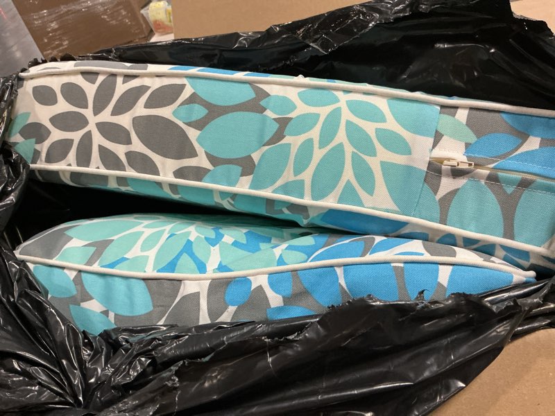 Condition photo showing Good Condition for jmgbird outdoor chair cushions set - 19"x19" tufted seat & back cushions, water-resistant uv-treated polyester for patio furniture light blue with white 19"×19"