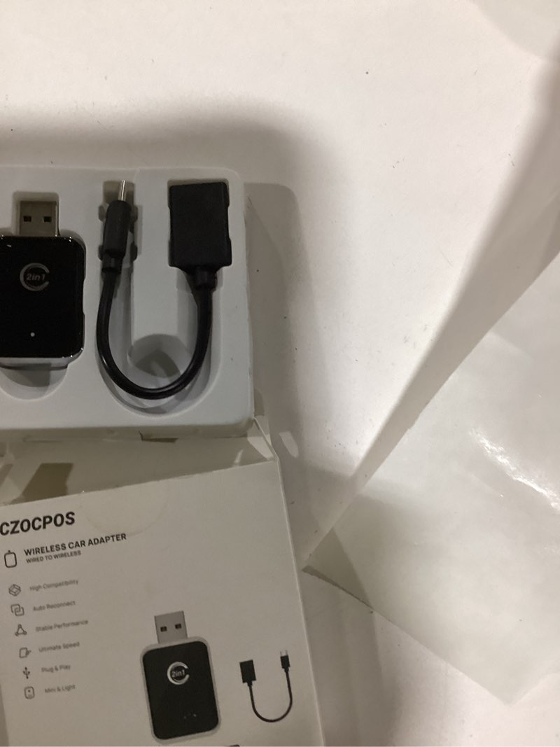 Condition photo showing Good Condition for wireless carplay adapter for iphone, convert wired car play to wireless, 2 in 1 plug and play mini carplay and android auto adapter for ios 10 android 11 and above, cars with built-in carplay (silver)