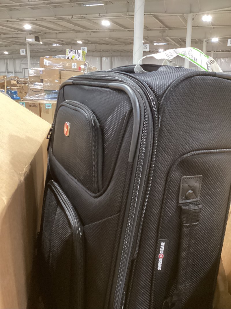 Condition photo showing As Is for SwissGear Sion Softside Expandable Luggage – Carry-On Suitcase with 360 Degree Wheels & Retractable Handle – 21 Inch, Perfect for 1-3 Night Trips – Black Carry-On 21-Inch Black