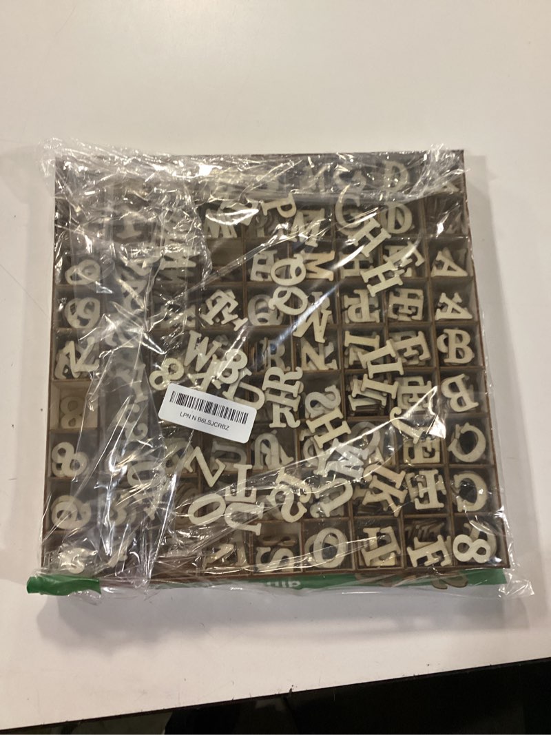 Condition photo showing New/Like New for 1 inch 1048 pieces wood letters for crafts unfinished wooden alphabet letters with sorting tray for scrapbooking