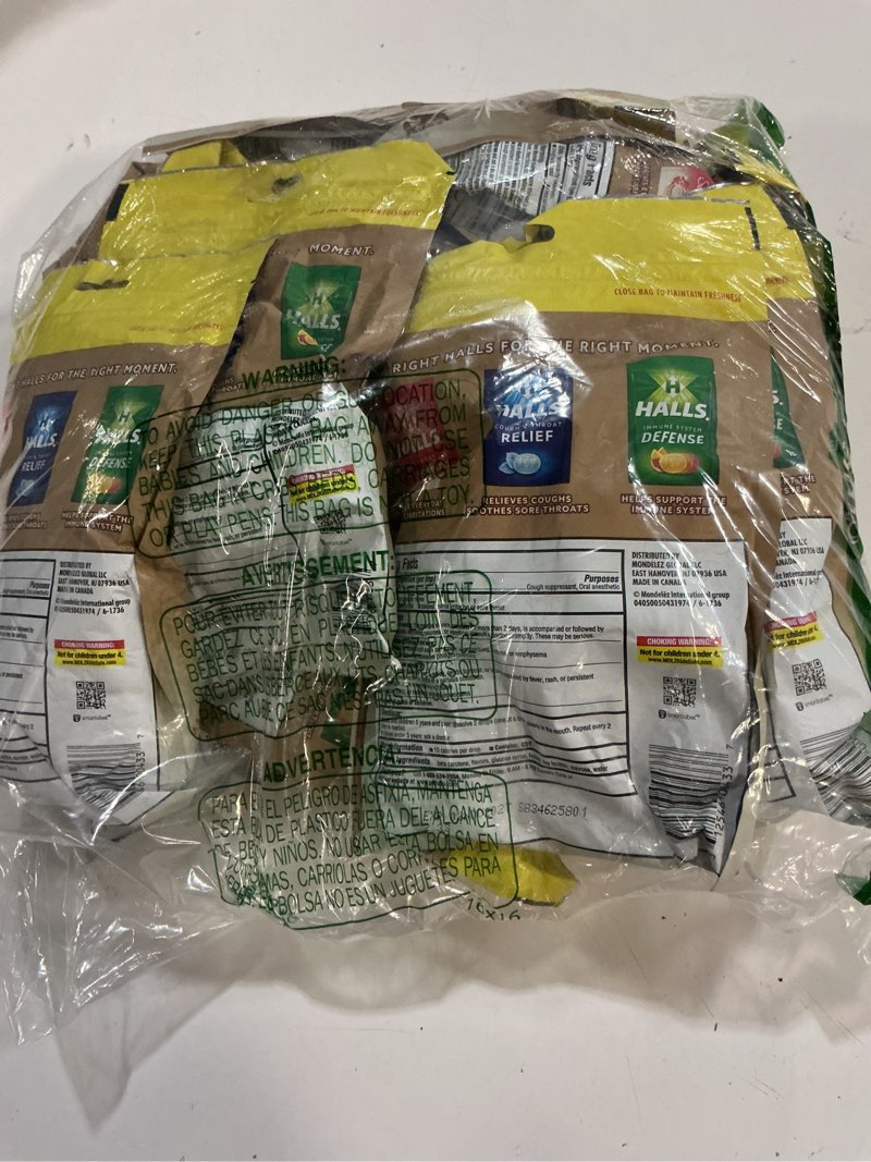 Condition photo showing New/Like New for (Exp:02/NOV/2027) Halls Throat Soothing Honey Vanilla Cough Drops, Economy Pack, 12 Bags of 80 Drops (960 Total Drops)