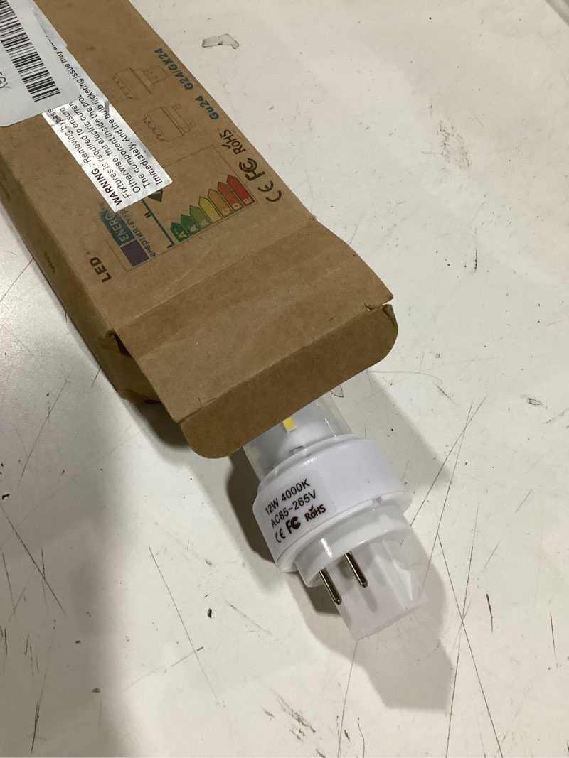 Condition photo showing Good Condition for LED Gx24q 4-Pin Base Light Bulb, 12W Gx24 PL Retrofit LED Recessed Light Natural White 4000K 26W Compact Fluorescent Lamp Replacement for Ceiling Fixtures, 4-Pack (Remove/Bypass The Ballast) 4 Pack Natural White