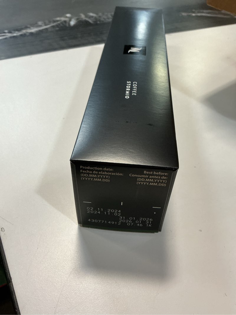 Condition photo showing Good Condition for (Best before 01 / 31 / 2026 ) Nespresso Capsules Vertuo, Stormio, Dark Roast Coffee, 30-Count Coffee Pods, Brews 7.8oz. Stormio 30 Count (Pack of 1)