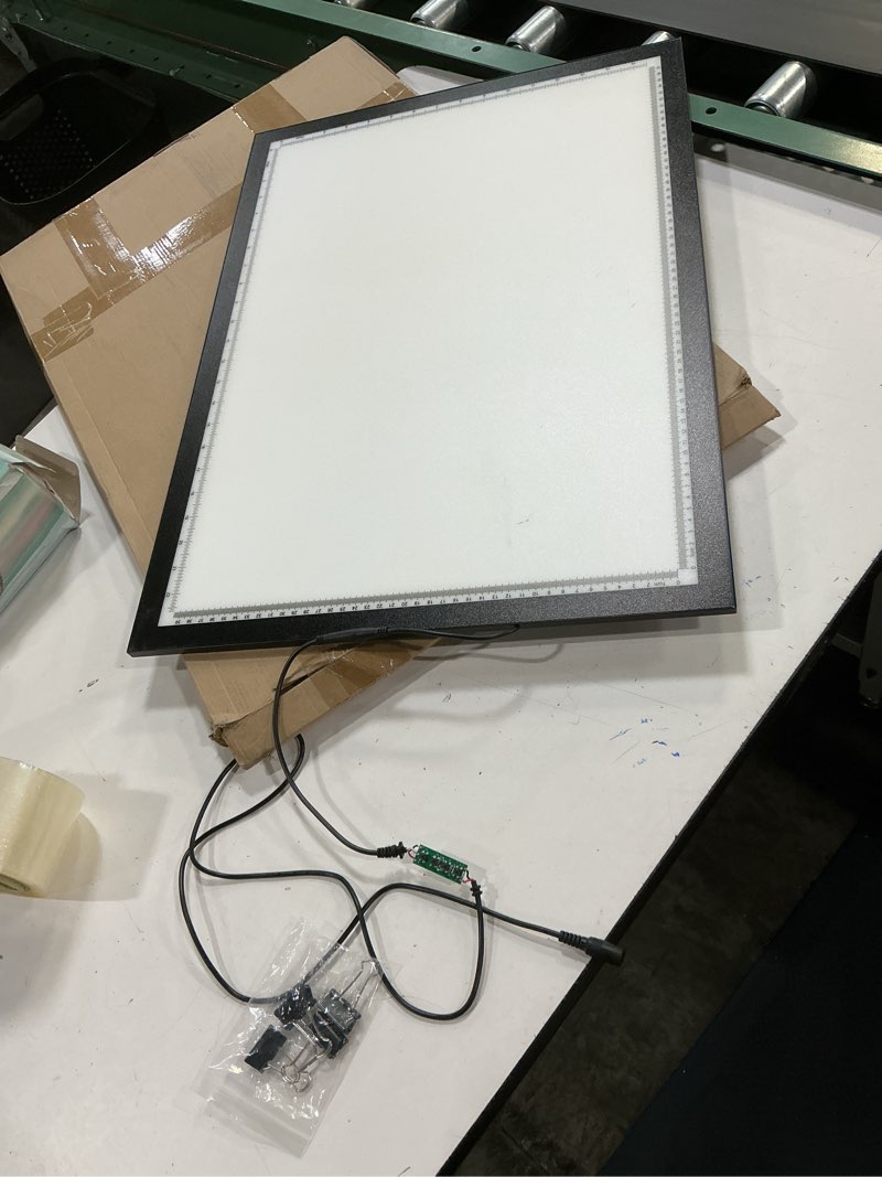 Condition photo showing As Is for welzk 10000+ lux high bright light pad a2, 3 colors light board with ul adapter. 10 levels/stepless dimming for diamond painting, tracing, drawing, sketching etc a2 3-colors