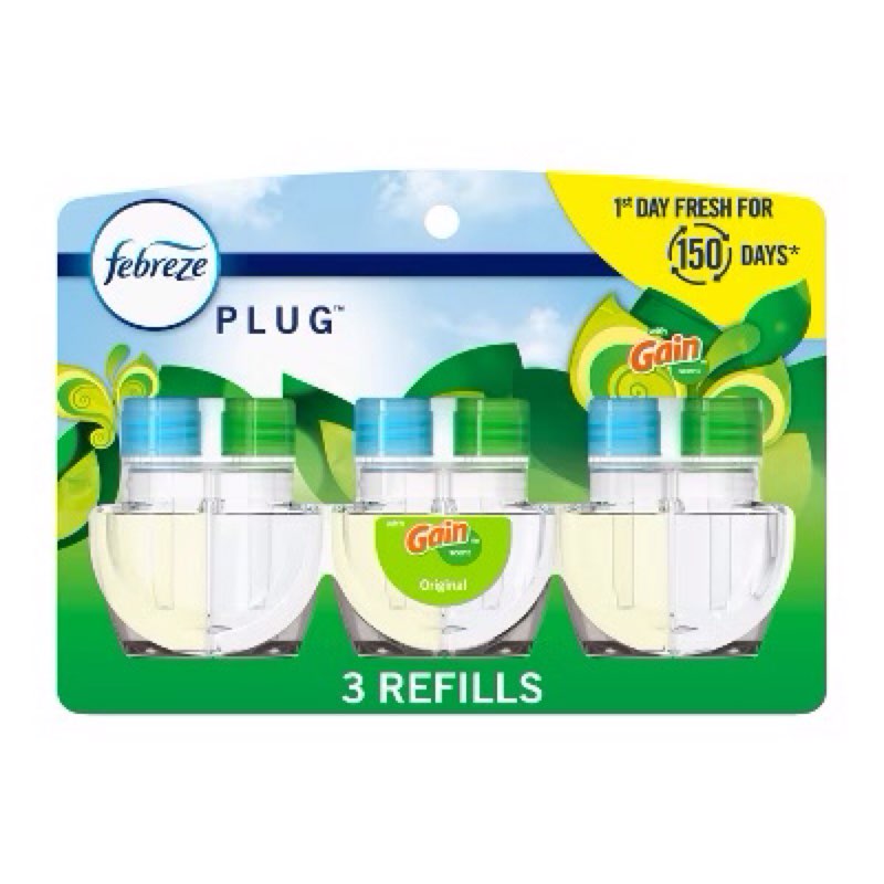 febreze odor-fighting fade defy plug air freshener refill - gain original scent