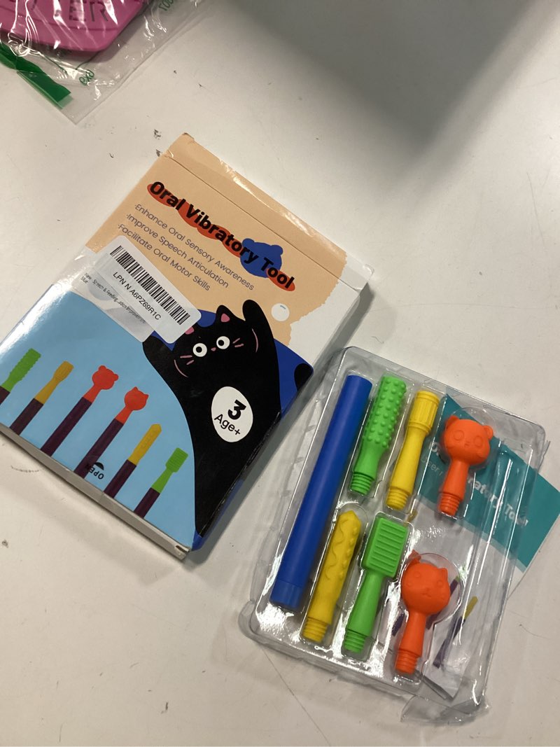 Condition photo showing As Is for Oral Sensory Stimulation Kit with 6 Soft Textured Heads for Speech Therapy & Feeding Support, Muscle Strength & Phonation Improvement - Blue