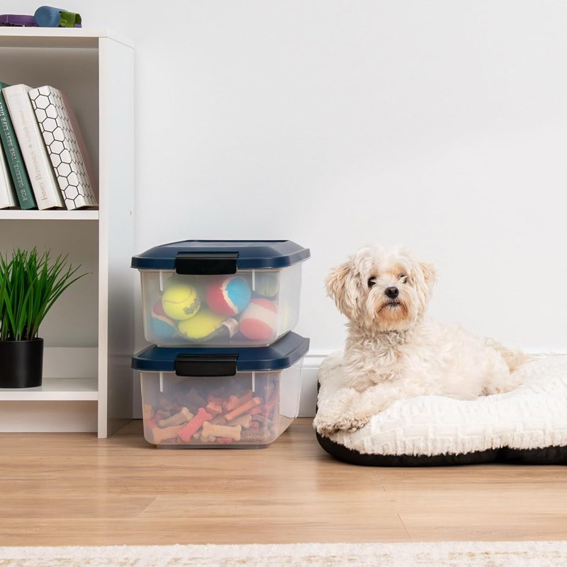 Airtight Pet Food Storage Container, Up To 14 Lbs, Dog Cat Bird And Other Pet Food Storage Bin Keep Pests Out Translucent Body BPA Free Stackable, 2 Pack