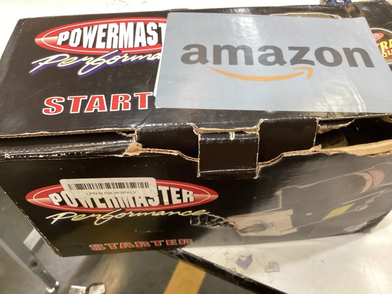 Condition photo showing As Is for powermaster starter, powermax plus, 6.1:1 gear reduction, natural, 153/168 tooth flywheel, straight bolt, chevy v8, each, ?120 amps