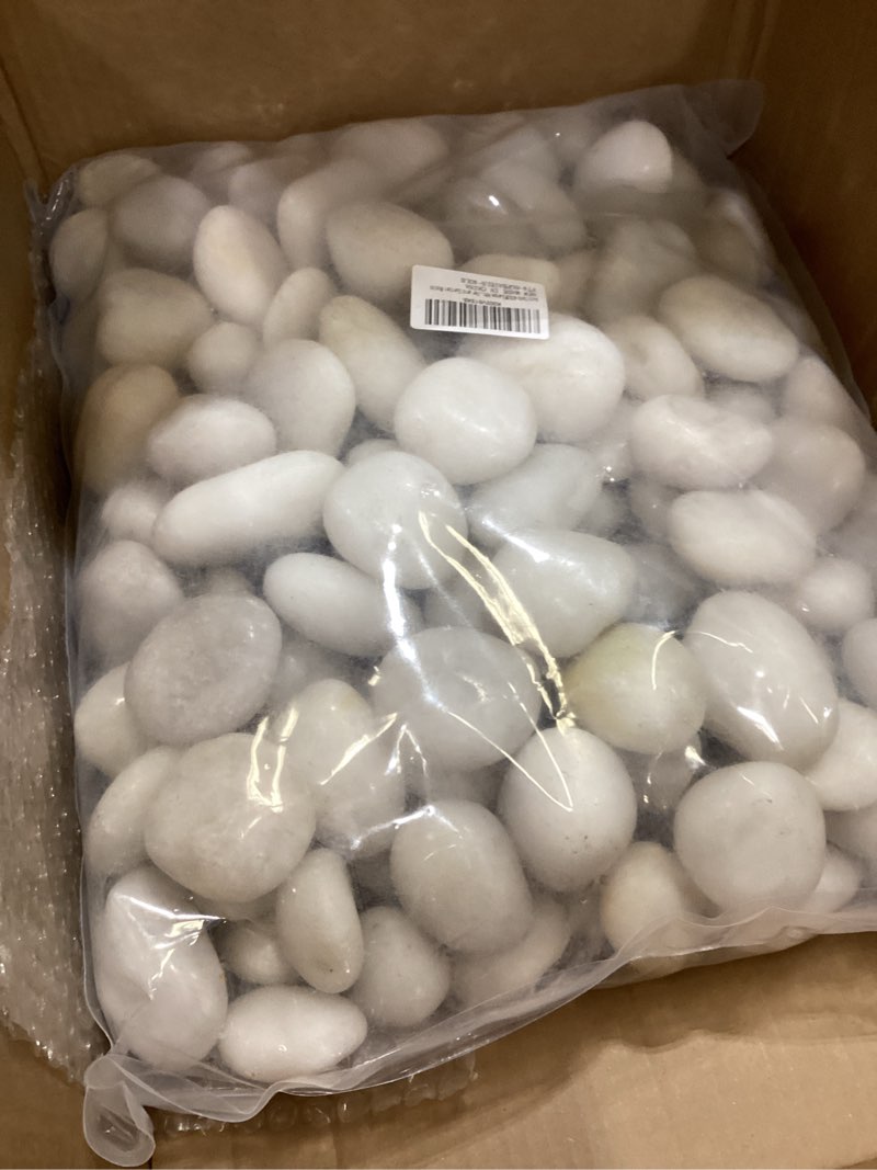 Condition photo showing Good Condition for fantian 40 lbs white river rocks for landscaping, 2-3 inch polished pebbles for indoor plants, decorative white stones for planters, vase, aquarium, fish tank and garden 2-3 inch 40 pounds