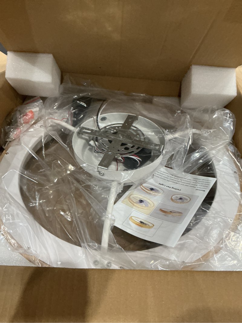 Condition photo showing New/Like New for 20'' low profile ceiling fans with lights modern flush mount wood ceiling fan and remote dimmable led 20 inch wood