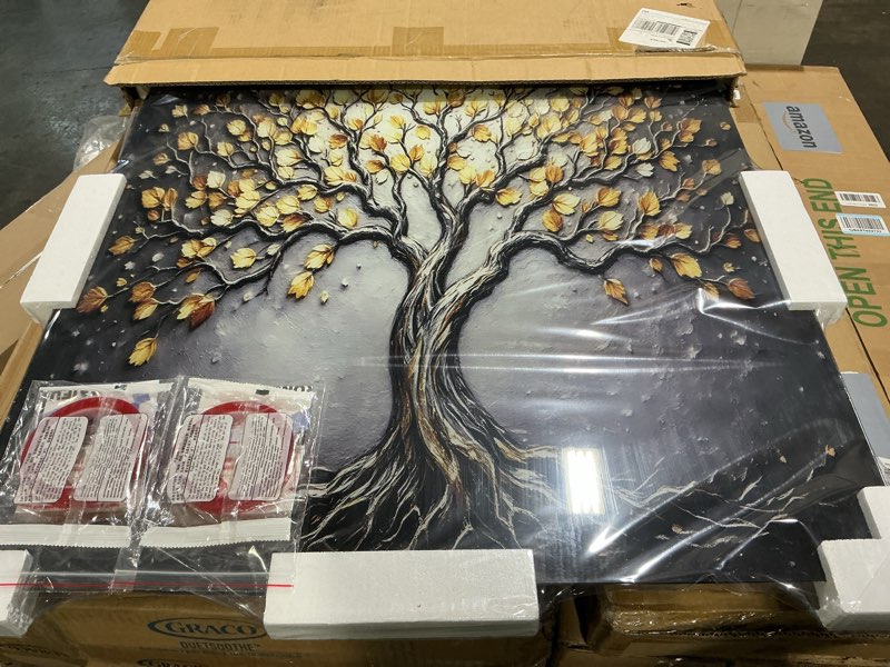 Condition photo showing Good Condition for fzxwyishu Tree of Life,Tempered Glass Backsplash For Kitchen Behind Stove,Easy to Clean Kitchen Sink Cover Splash Guard, Home Kitchen Décor (3030, 30" Lx30 W) 3030 30"L x 30"W