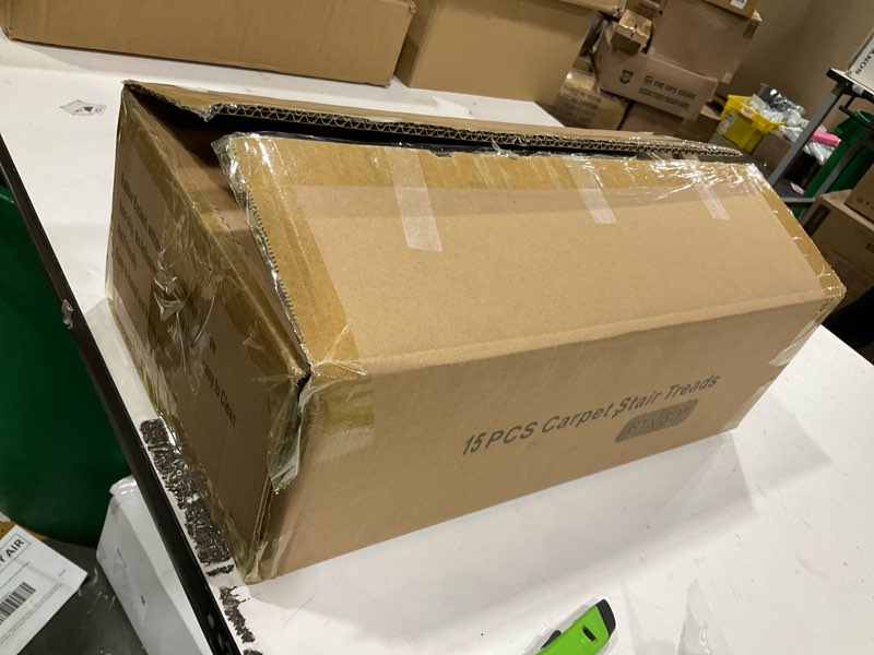 Condition photo showing Good Condition for OJIA Extra Non-Slip Stair Treads for Wooden Steps 15PCS, 30"X8" Rubber Indoor Stair Runner Slip Resistant Stair Rugs Safety Mats for Dogs, Kids & Elders, Stairway Grip Step Treads, Gray 30" x 8" Grey 15