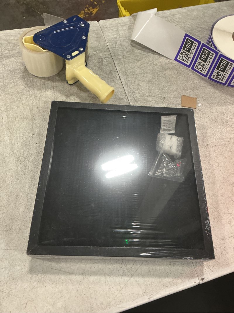 Condition photo showing Good Condition for 12"x12" black graduation cap shadow box frame, display case for graduation cap with 10 push pins shadow box,graduation memories frame,grad keepsake for tassel, photos cap 12*12