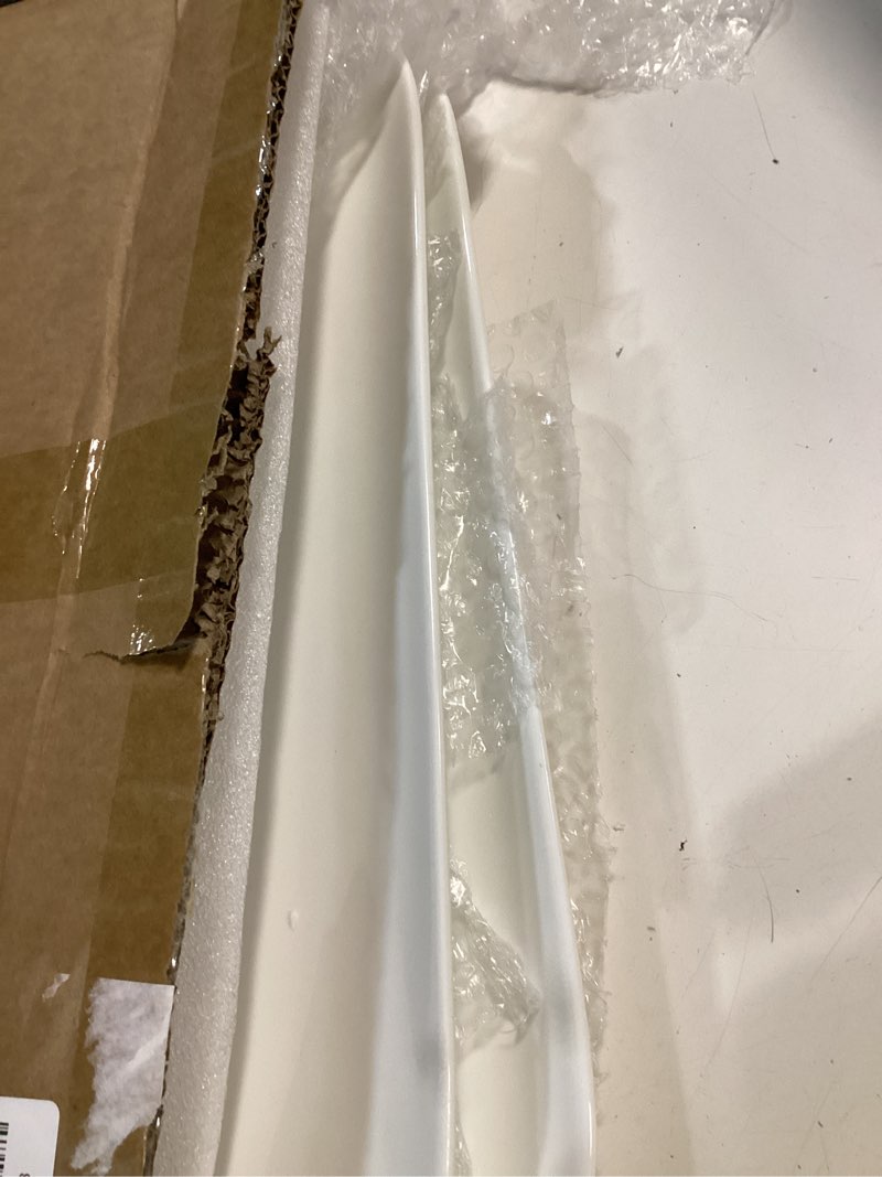 Condition photo showing Good Condition for white serving platters set of 2, rectangular 15.5 inch serving dishes for entertaining, ceramic serving trays for party, appetizers, sushi, steak & dessert, microwave & dishwasher safe