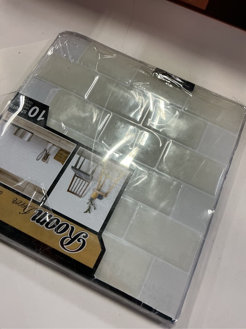 Condition photo showing New/Like New for art3d 10-piece white subway backksplash peel and stick tile for kitchen, 12"x12" vinyl stickers