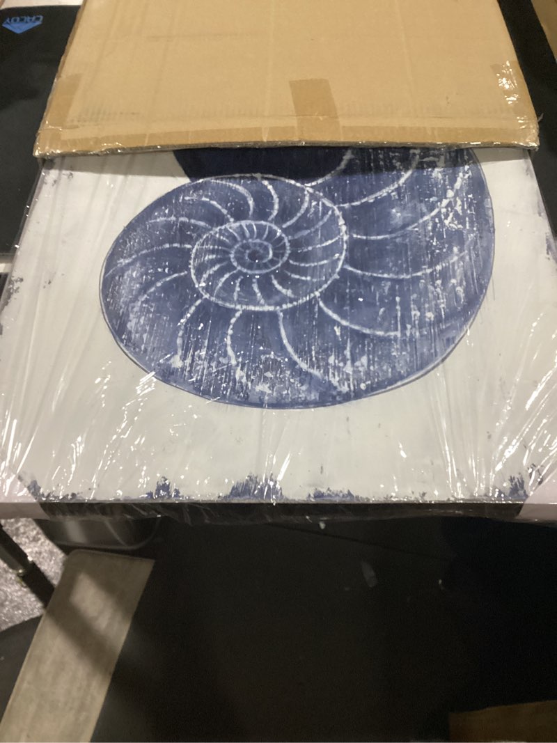 Condition photo showing New/Like New for yihui arts coastal wall art for living room hand painted blue and white conch oil painting pictures home decoration