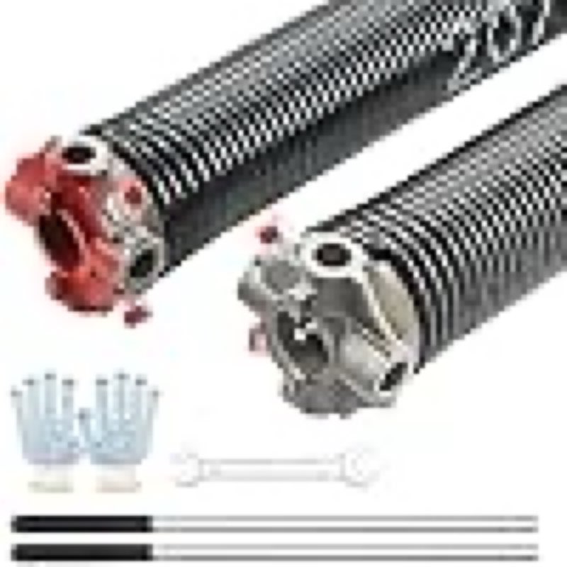 vevor garage door torsion springs, pair of 0.207 x 2 x 22inch, 16000 cycles, garage door springs with non-slip winding bars, gloves and mounting wrench, electrophoresis coated for replacement