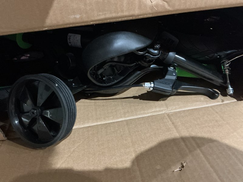 Condition photo showing As Is for glerc nunu 12-18 inch kids bike ages 1-8 years old little boys girls, toddler child bmx style bicycles with training wheels & enclosed chain guard for birthday, multiple colors black&green 12 inch with training wheels