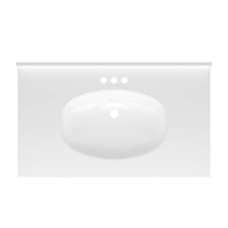  project source 37-in x 22-in white cultured marble single sink 4-in centerset faucet mount bathroom