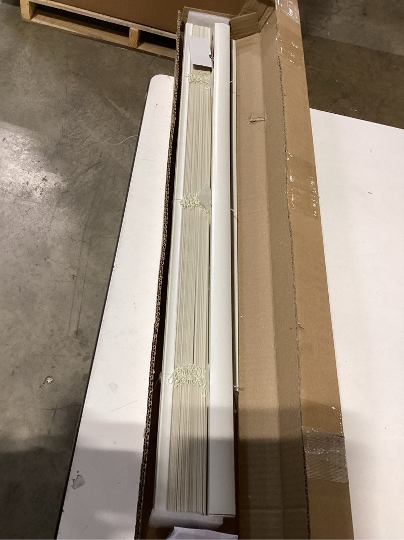 Condition photo showing Good Condition for chicology blinds for windows, mini blinds, window blinds, door blinds, blinds & shades, camper blinds, mini blinds for windows, horizontal window blinds, alabaster, 34" w x 60" h