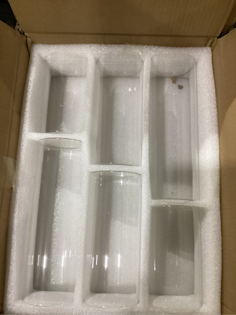 Condition photo showing New/Like New for Glasseam Clear Cylinder Vases Set, 24Pcs Glass Vases for Centerpieces Bulk, Modern Floating Candle Holder for Decor, Hurricane Candle Holders for Wedding Table Decorations, 6"+8"+10"