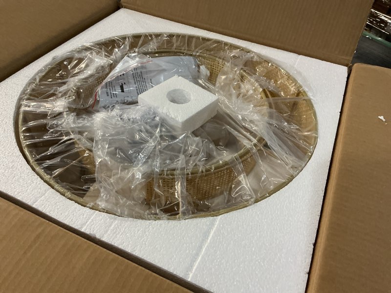 Condition photo showing Good Condition for Boho Fandelier Ceiling Fan with Light Rattan Chandelier Fan Remote Gold Caged Ceiling Fan with Light for Bedroom, Living Room Nursery Foyer Kitchen?6 Speed, Timing Adjustable Height? 0275/Boho Ceiling Fans