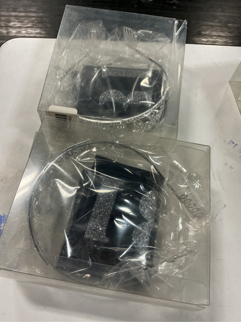 Condition photo showing New/Like New for ( 2 pack )31st birthday sash and tiara for women, 31 & fabulous birthday sash and crown for party favors supplies and decorations, silver