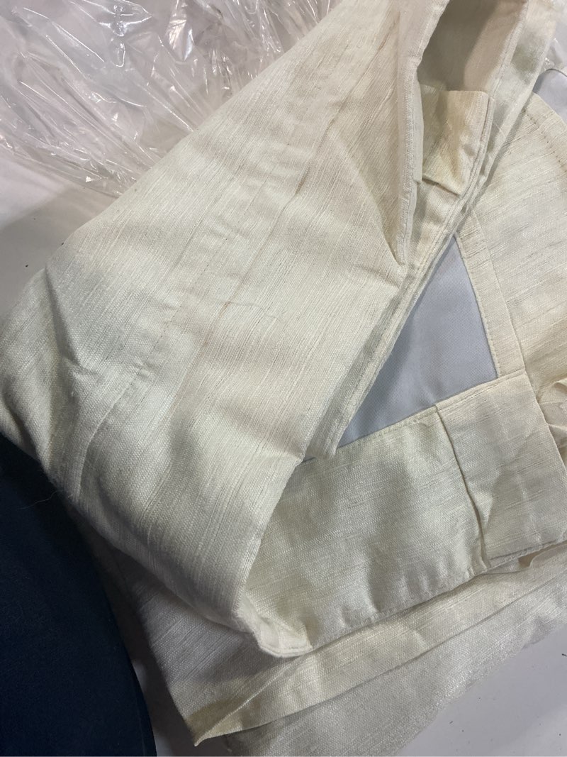Condition photo showing As Is for european linen room darkening curtain - single panel, 48x84, ivory