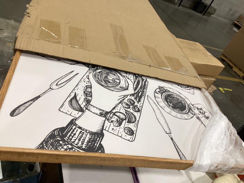 Condition photo showing Good Condition for bincue large framed wall art food and drink canvas wall decor pizza cheers sketch painting retro canvas wall art for kitchen dining room restaurant used for gatherings decor 40"l x 20"w kitchen