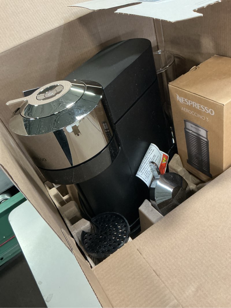 Condition photo showing Good Condition for Nespresso Vertuo Next Deluxe Coffee and Espresso Maker, Pure Chrome with Aeroccino Milk Frother,1.1 liter, Black,Dark Chrome
