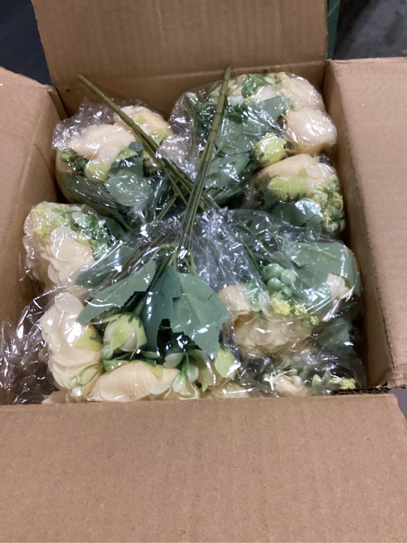 Condition photo showing Good Condition for peonies artificial flowers 12 bundles pink flowers bouquet, lifelike silk fake peonies with stems for home table centerpieces, wedding, party & diy bridal floral arrangements (champagne)