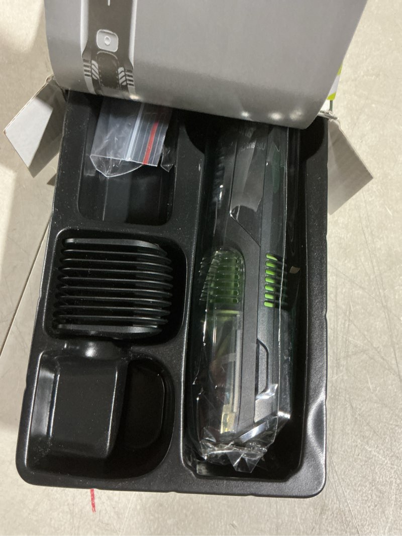 Condition photo showing Good Condition for Remington Vacuum Beard Trimmer,13 Length and Style Settings with Adjustable Length Comb (2-18mm),Vacuum Trimmer for Beard, Mustache, and Stubble, Rechargeable Lithium Power, Washable, Removable Blades 2 Piece Set Black/Green